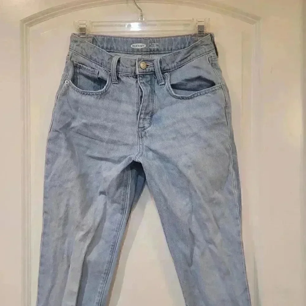 Old Navy Girl’s Light Wash Cotton High Rise Straight Jeans